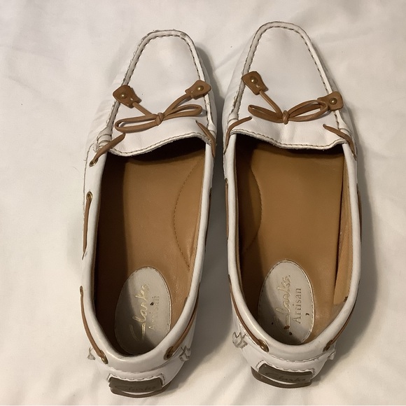 Clarks Shoes - Clarks Women's White and Tan Loafers